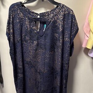 Papermoon Blue Silver Short Sleeve Boxy Blouse